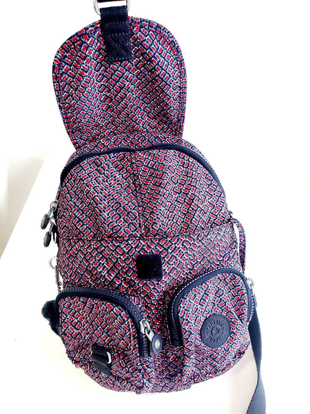 Kipling Mini Backpack - Navy Red Pattern - Picture 6 of 10